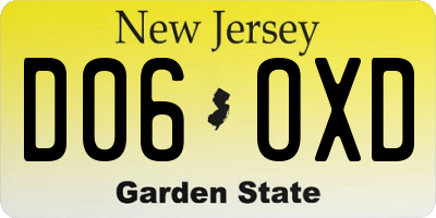 NJ license plate D06OXD