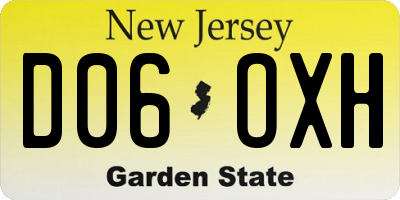 NJ license plate D06OXH