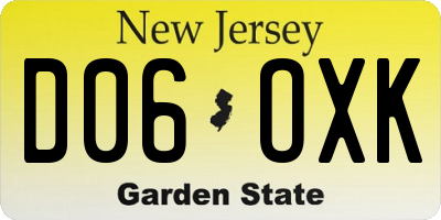 NJ license plate D06OXK