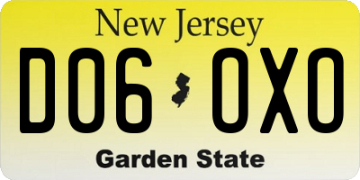 NJ license plate D06OXO