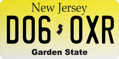 NJ license plate D06OXR