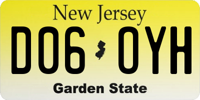 NJ license plate D06OYH