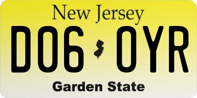 NJ license plate D06OYR