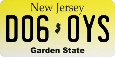 NJ license plate D06OYS