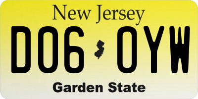 NJ license plate D06OYW