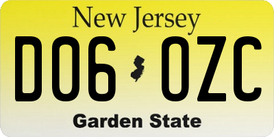NJ license plate D06OZC