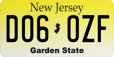 NJ license plate D06OZF