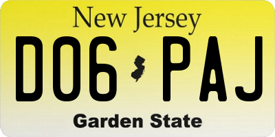 NJ license plate D06PAJ