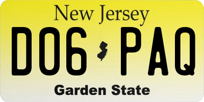 NJ license plate D06PAQ
