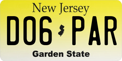 NJ license plate D06PAR