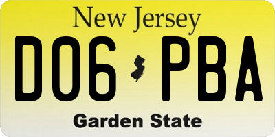 NJ license plate D06PBA