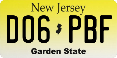 NJ license plate D06PBF