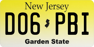 NJ license plate D06PBI