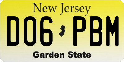 NJ license plate D06PBM