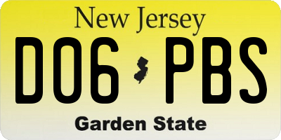 NJ license plate D06PBS