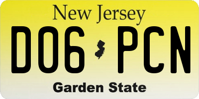 NJ license plate D06PCN
