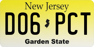 NJ license plate D06PCT
