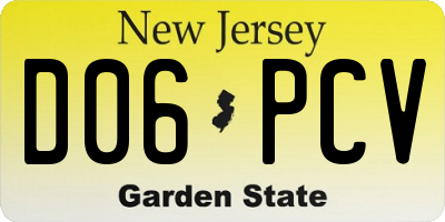 NJ license plate D06PCV
