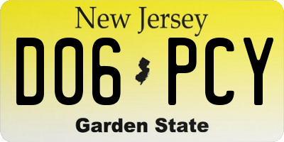 NJ license plate D06PCY