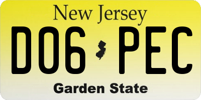 NJ license plate D06PEC