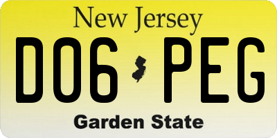 NJ license plate D06PEG