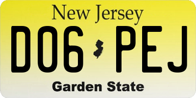 NJ license plate D06PEJ