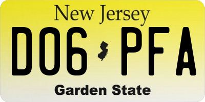 NJ license plate D06PFA