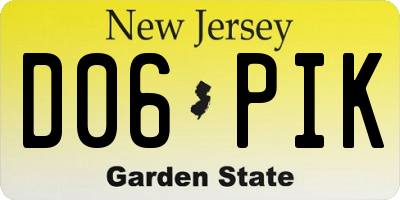 NJ license plate D06PIK