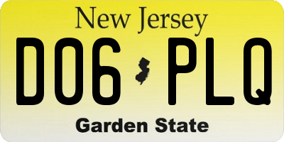 NJ license plate D06PLQ