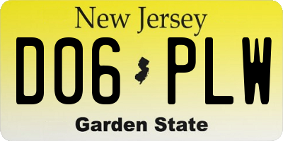 NJ license plate D06PLW