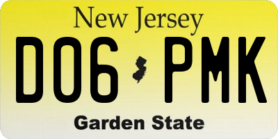 NJ license plate D06PMK