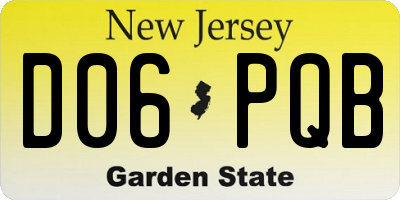 NJ license plate D06PQB