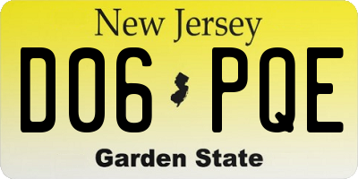 NJ license plate D06PQE