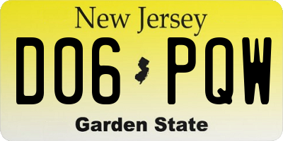 NJ license plate D06PQW