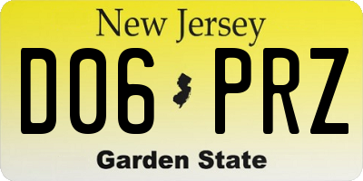 NJ license plate D06PRZ