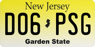 NJ license plate D06PSG