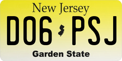 NJ license plate D06PSJ