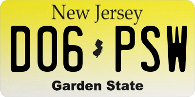 NJ license plate D06PSW
