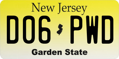 NJ license plate D06PWD