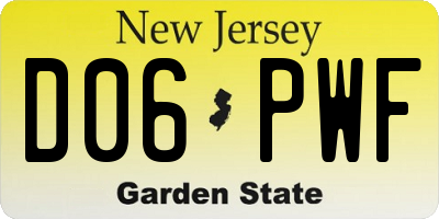 NJ license plate D06PWF