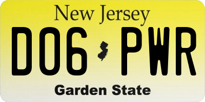 NJ license plate D06PWR