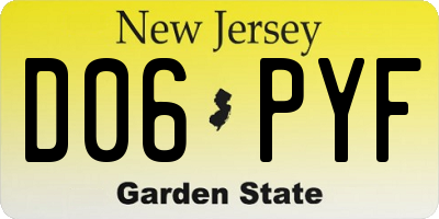 NJ license plate D06PYF