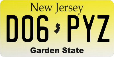 NJ license plate D06PYZ