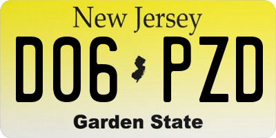 NJ license plate D06PZD