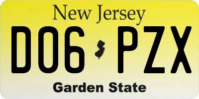 NJ license plate D06PZX