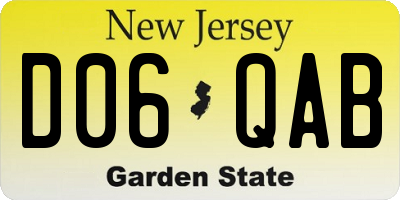 NJ license plate D06QAB