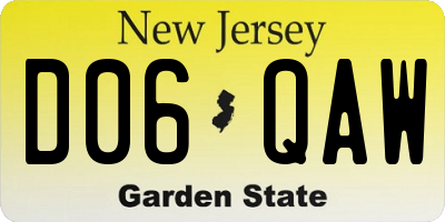 NJ license plate D06QAW