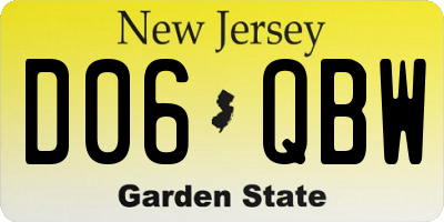 NJ license plate D06QBW