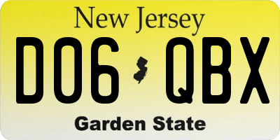 NJ license plate D06QBX