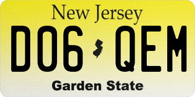 NJ license plate D06QEM